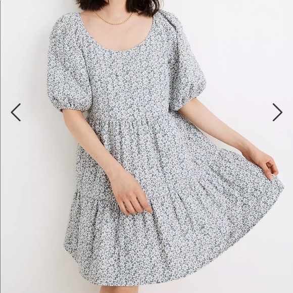 Madewell Dresses & Skirts - Madewell Quilted Puff-Sleeve Mini Dress in Sunflower Field